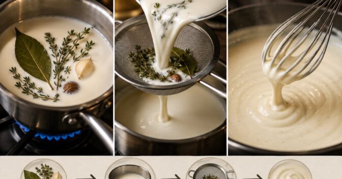 Notícias: Eu comecei a perfumar o leite antes do molho branco e descobri que o tempero podia entrar na receita sem deixar um único pedaço