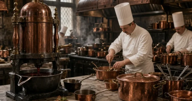 Notícias: A prensa de pato (duck press) das cozinhas da haute cuisine francesa extrai sangue e sucos para molhos de alta gastronomia