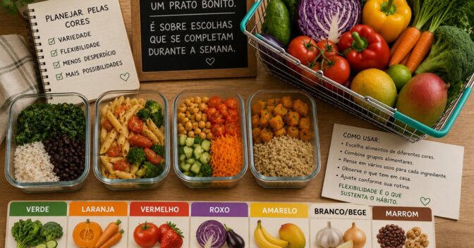 Notícias: Eu comecei a planejar as refeições pelas cores e descobri que a regra ajudava mais nas compras do que na aparência do prato