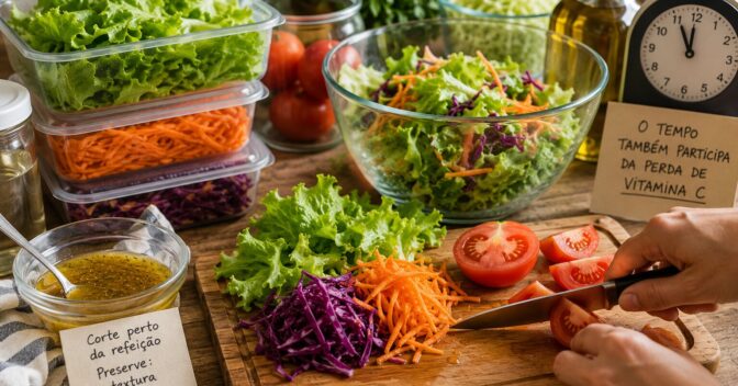 Notícias: Eu passei a cortar a salada apenas perto da refeição e descobri que o relógio também participa da perda de vitamina C